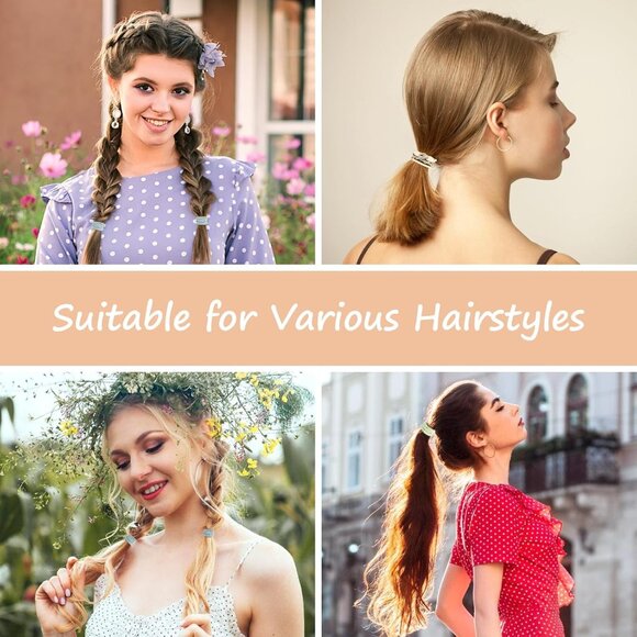 Chic 25 PCS Elastic Hair Ties with Beads - Gentle Hold for All Hair Types - Picture 6 of 7